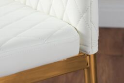 FurnitureboxUK Novara 100cm Round Tempered Glass Dining Table with Gold Legs & 4 Milan Faux Leather Chairs in White - thumbnail 9