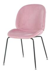 Fusion Living Luxurious Velvet Dining Chair with Black Metal Legs in Dusty Pink - thumbnail 2