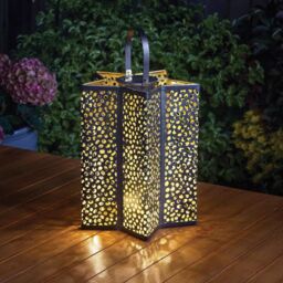 Marco Paul 24cm Silver Metal Star Shaped Solar Garden Lantern - thumbnail 1