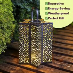 Marco Paul 24cm Silver Metal Star Shaped Solar Garden Lantern - thumbnail 8