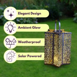 Marco Paul 24cm Silver Metal Star Shaped Solar Garden Lantern - thumbnail 5