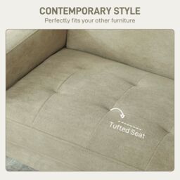 HOMCOM 2 Seater Sofa, Velvet Upholstered Loveseat for Small Space in Beige - thumbnail 5