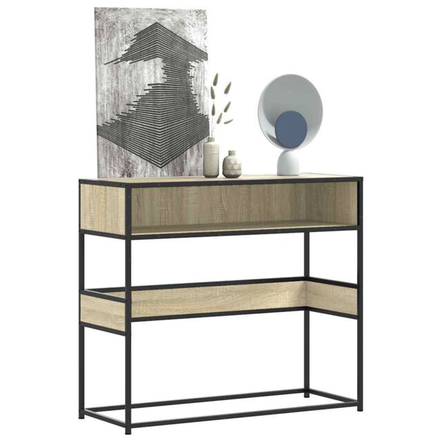 Berkfield Home Console Table Sonoma Oak 90x35x80 cm Engineered Wood in Brown - Size: 90 x 35 x 80 cm - image 1