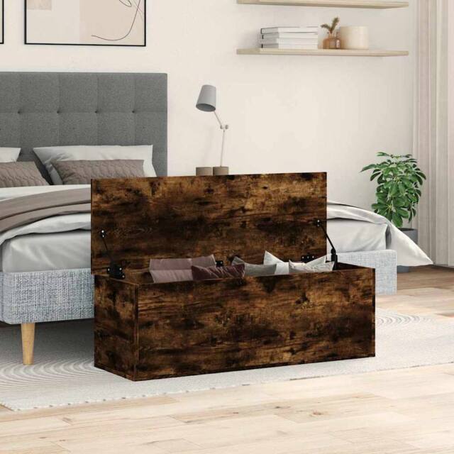 Berkfield Home Storage Box Smoked Oak 102x35x35 cm Engineered Wood in Brown - Size: 102 x 35 x 35 cm - image 1