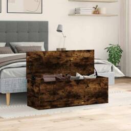 Berkfield Home Storage Box Smoked Oak 102x35x35 cm Engineered Wood in Brown - Size: 102 x 35 x 35 cm - thumbnail 1