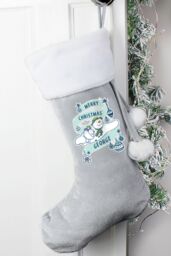 Personalised Memento Company Personalised The Snowman & the Snowdog® Luxury Silver Grey Stocking - thumbnail 4