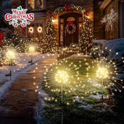 Garwarm Solar Firework Lights, Starburst Light Waterproof for Yard Lawn Party in Warm White - thumbnail 2