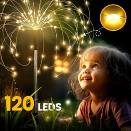 Garwarm Solar Firework Lights, Starburst Light Waterproof for Yard Lawn Party in Warm White - thumbnail 7