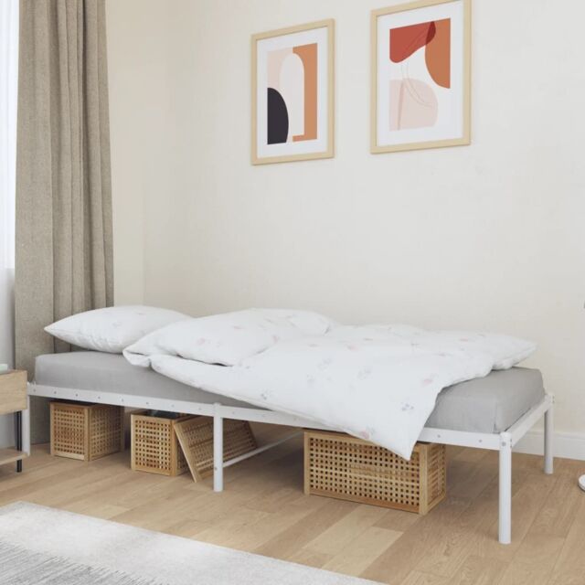 Berkfield Home Metal Bed Frame White 75x190 cm Small Single - image 1