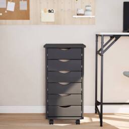 Berkfield Home Rolling Cabinet with Drawers MOSS Grey Solid Wood Pine in Dark Grey - thumbnail 3