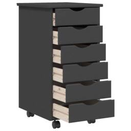 Berkfield Home Rolling Cabinet with Drawers MOSS Grey Solid Wood Pine in Dark Grey - thumbnail 4