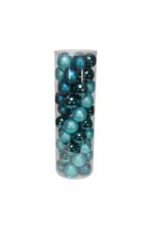 KDMD 48 Turquoise Baubles in MattShiny & Glitter Finish 10cm - thumbnail 2