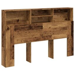Berkfield Home Headboard Cabinet Old Wood 160x19x103.5 cm Engineered Wood in Brown - thumbnail 2