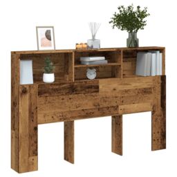 Berkfield Home Headboard Cabinet Old Wood 160x19x103.5 cm Engineered Wood in Brown - thumbnail 1
