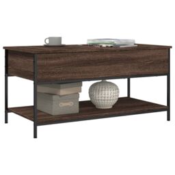 Berkfield Home Coffee Table Brown Oak 100x50x50 cm Engineered Wood & Metal - Size: 100 x 50 x 50 cm - thumbnail 4