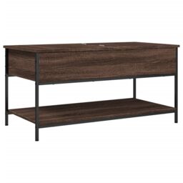 Berkfield Home Coffee Table Brown Oak 100x50x50 cm Engineered Wood & Metal - Size: 100 x 50 x 50 cm - thumbnail 2