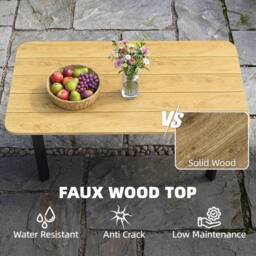 OUTSUNNY Outdoor Coffee Table, Garden Table with Slatted WPC Top, Brown - thumbnail 4