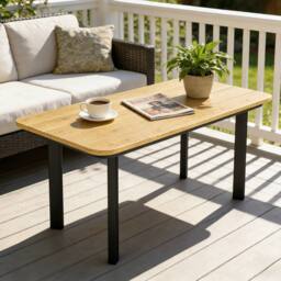 OUTSUNNY Outdoor Coffee Table, Garden Table with Slatted WPC Top, Brown - thumbnail 1