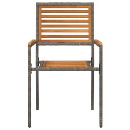 Berkfield Home Outdoor Chairs 4 pcs Grey, Brown PE rattan, Solid acacia wood in Grey - thumbnail 5