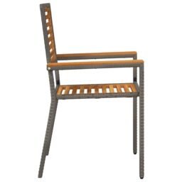 Berkfield Home Outdoor Chairs 4 pcs Grey, Brown PE rattan, Solid acacia wood in Grey - thumbnail 6