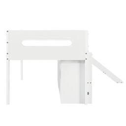 Merax White Wooden Kids Mid Sleeper Cabin Bed with Slide & Drawers - Size: Single - thumbnail 9