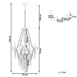 Wyld and Coco 5-Light Crystal Chandelier Silver High-Gloss 185 cm in Clear - thumbnail 3