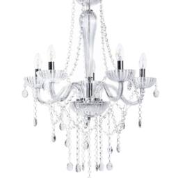 Wyld and Coco 5-Light Crystal Chandelier Silver High-Gloss 185 cm in Clear - thumbnail 2