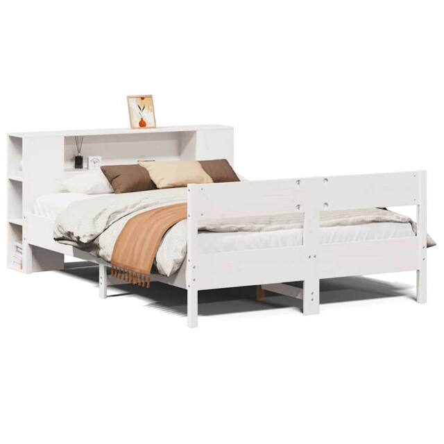 Berkfield Home Bookcase Bed without Mattress White 140x200cm Solid Wood Pine - Size: 140x200 cm - image 1