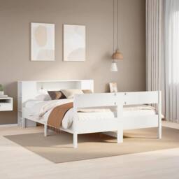 Berkfield Home Bookcase Bed without Mattress White 140x200cm Solid Wood Pine - Size: 140x200 cm - thumbnail 2