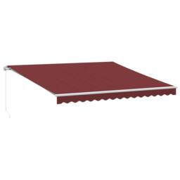 Berkfield Home Manual Retractable Awning Burgundy 400x350 cm in Red - thumbnail 2