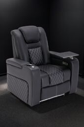 More4Homes Broadway Cinema Electric Recliner Chair USB Charging LED Base w Tray in Black