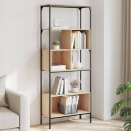 Berkfield Home Decorative Bookcase 5-Tier Sonoma Oak 76x33x188.5 cm Engineered Wood in Brown - thumbnail 2