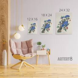 "Artery8 Blue Jay & Trumpet Flowers Audubon Nature Canvas Wall Art in White - Size: W18"" x H24""" - thumbnail 4