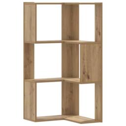 Berkfield Home Elegant Corner Bookcase 3-Tier Artisian Oak 50x50x102 cm Engineer in Brown - Size: 50 x 50 x 102 cm - thumbnail 3