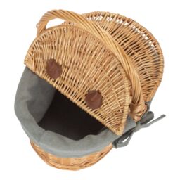 Red Hamper Wicker Child's Oval Lined Lidded Picnic Basket in Grey - thumbnail 4