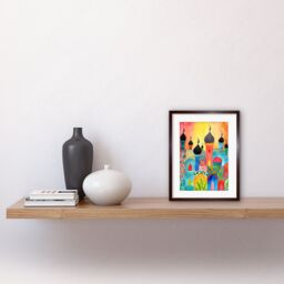 "Artery8 Wall Art Print Abstract Islamic Cityscape Folk Artwork Framed 9X7 Inch in Brown - Size: W7"" x H9""" - thumbnail 2