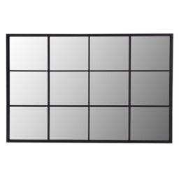 Charles Bentley Large Industrial Window Mirror L120 x D2.5cm x W80cm Black - thumbnail 4