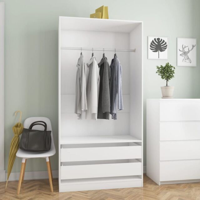 Berkfield Home Wardrobe White 100x50x200 cm Engineered Wood - Size: 100 x 50 x 200 cm - image 1