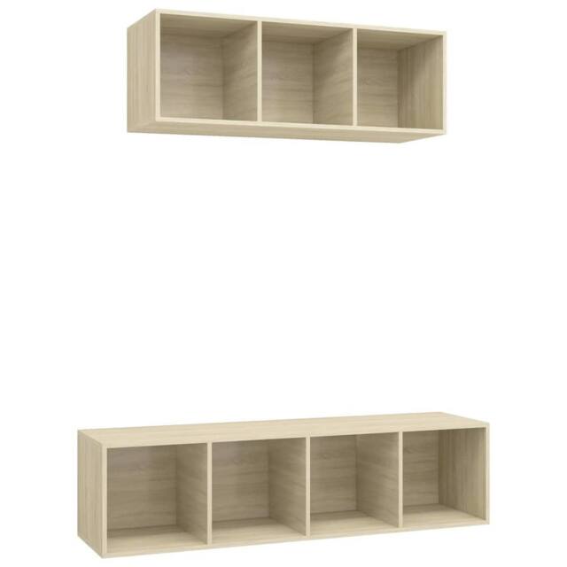 Berkfield Home 2 Piece TV Cabinet Set Sonoma Oak Engineered Wood in Light Oak - image 1
