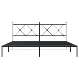 Berkfield Home Metal Bed Frame without Mattress with Headboard Black 183x213cm - Size: 183x213 cm - thumbnail 4