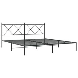 Berkfield Home Metal Bed Frame without Mattress with Headboard Black 183x213cm - Size: 183x213 cm - thumbnail 3