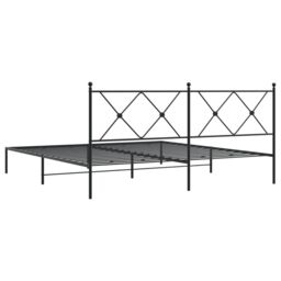 Berkfield Home Metal Bed Frame without Mattress with Headboard Black 183x213cm - Size: 183x213 cm - thumbnail 6