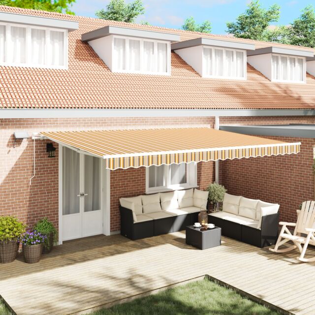 Berkfield Home Manual Retractable Awning with LED Multicolour Stripe 500x300 cm - image 1