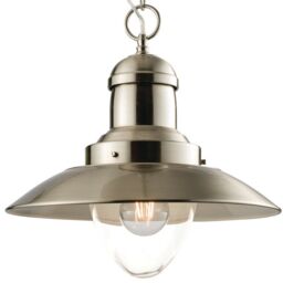 Loops Hanging Ceiling Pendant Light Satin Nickel & Glass Industrial Lamp Bulb Holder in Metallics
