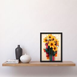 Artery8 Daffodil Bouquet Modern Floral Abstract Painting Framed Art Print in Yellow - Size: A4 - thumbnail 4