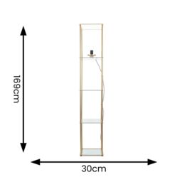 ValueLights Gobie Metal Frame with Glass Storage Shelf Floor Lamp in Gold - thumbnail 7