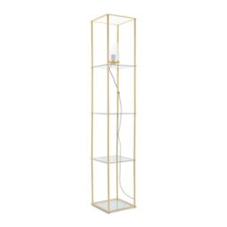 ValueLights Gobie Metal Frame with Glass Storage Shelf Floor Lamp in Gold - thumbnail 2
