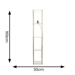 ValueLights Gobie Metal Frame with Glass Storage Shelf Floor Lamp in Gold - thumbnail 6