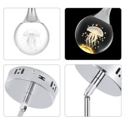 NIVOR 5W LED Globe Rod Teardrop Crystal Pendant Lighting Chrome Warm Light in Metallic Silver - thumbnail 7