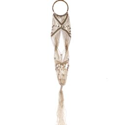 KDMD Macrame Pot Holder - Long With Ratten Hoop in White - thumbnail 1